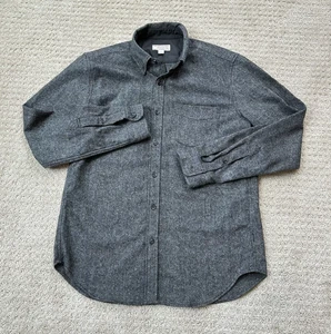 Wallace & Barnes Wool Blend Shirt Men's Medium Gray Button Down J Crew **FLAWS** - Picture 1 of 8