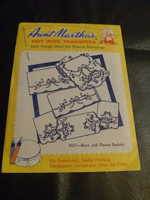 AUNT MARTHA'S Hot Iron Transfers 3027 Bows & Flower Baskets by Colonial Patterns - Image 1 of 4