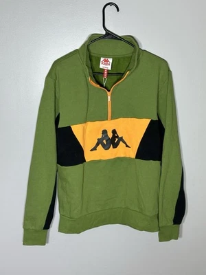 Nuevo con etiquetas Suéter Pullover Kappa 1/4 Cremallera Grande Verde Negro Naranja Silueta Geométrico Foto 1 de 4
