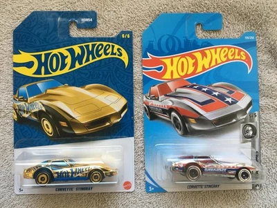 Corvette Stingray Chase 58th 2026 Hot Wheels azul dorado 6/6 y Corvette T Hunt Foto 1 de 2