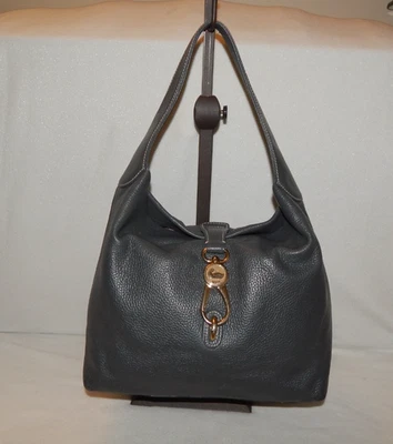 Vintage Dooney Bourke Handbag Hobo Lock Sac Shoulder Bag Dark Gray AWL Leather - Image 1 of 4