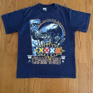 Vtg 90s NFL Denver Broncos Super Bowl XXXII Champions John Elway T-Shirt Sz Med - Picture 1 of 5