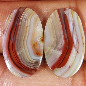 Crazy Lace Agate Pair Oval Cabochon 15.50 CT Natural Gemstone 11x20x2 mm TN_360 - Picture 1 of 6