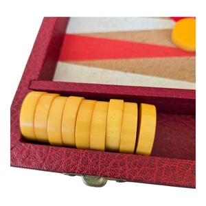 Vintage Bakelite Cardinal Backgammon Set Swirl Red & Butterscotch - Picture 1 of 10