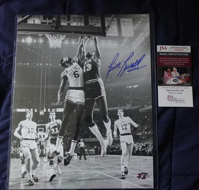 Bill Russell Autographed 11x14 Photo Boston Celtics Basketball Star JSA w/Wilt - Image 1 of 4