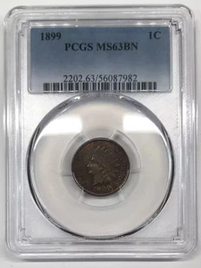 1899 P Indian Head Cent PCGS MS-63 BN - Picture 1 of 3