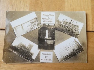 1907 Posted Real Photo Multiview Postcard Royal Visit, Newcastle 1906 by Gibson - Picture 1 of 2