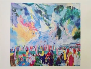 LeRoy Neiman 2002 "ASPEN MOUNTAIN RENDEZVOUS" Skigebiet Kunst Postkarte Promo #172 - Bild 1 von 2