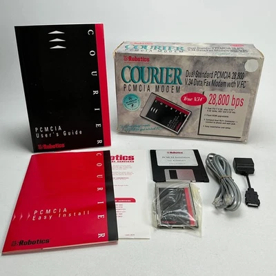 US Robotics Courier PCMCIA Modem True V34 Data Fax Modem New Open Box - Image 1 of 4