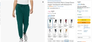 Amazon Essentials Mens Fleece Jogger Pant Sweatpants Comfortable Fit, XL - Picture 1 of 10