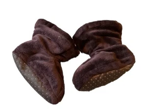 Toddler Slipper Plush Booties Brown Slip Size M Medium VGUC Texture Sole - Picture 1 of 9