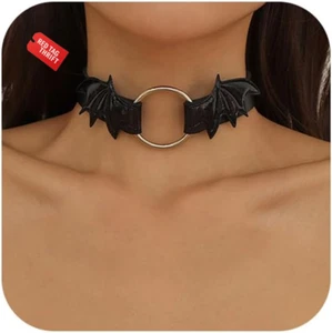 Gargantilla Punk Collar Cuero Negro PU Forma de Corazón Collares Collar Gótico Cadena - Imagen 1 de 13