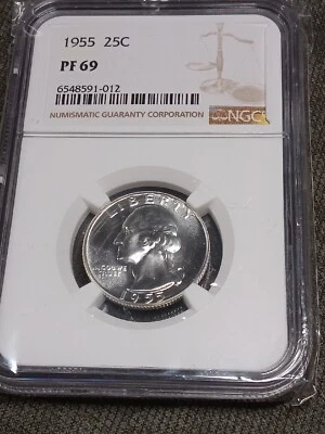 👉1955 -Silver Proof Washington Quarter NGC PF 69 - Image 1 of 3
