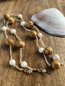 Handmade By Wendy Beaded Eyeglass Sunglasses Chain 32” Wooden Browns Bin3 - Picture 1 of 4