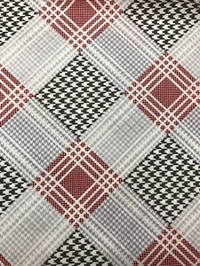 100% Cotton Check/Plaid Sheeting Curtain Fabric, Red White & Grey 94” 240cm - Picture 1 of 7