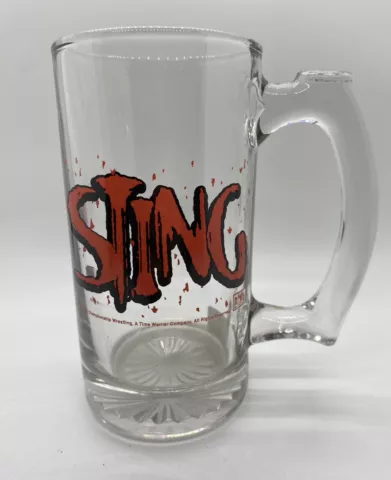 STING WCW NWO Red Wolf Pack 13 oz Glass Mug Vintage Wrestling - New Cover