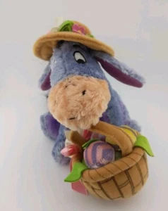 Vintage Disney Easter Eeyore Egg Basket Beanie Plush Stuffed Animal Toy Spring - Picture 1 of 4