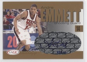 2004-05 Sage Basketball Authentic Gold /110 Andre Emmett #A10 Rookie Auto RC