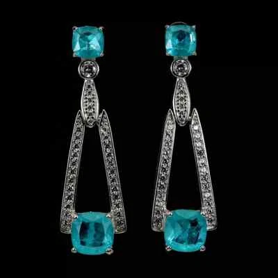 Pendientes de plata piedras sintéticas diseño de palo de ley macizo Foto 1 de 4