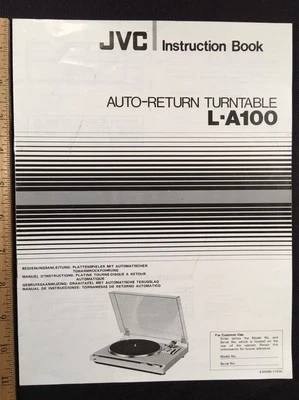JVC L-A100 Turntable Original Owners Manual LA100 Multi Language Manual - Image 1 of 4