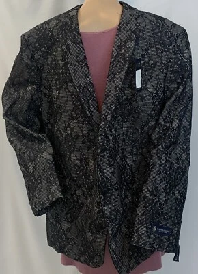 U.S. Polo Assn. Chaqueta blazer de cena de esmoquin floral de dos botones en blanco y negro, 48R Foto 1 de 3