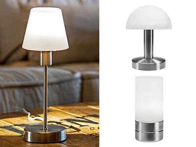 MEINEWUNSCHLEUCHTE Kleine Tischlampen mit GLASSchirm & Touch Dimmer für Galerie Flurbeleuchtung