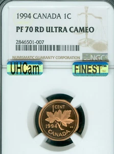 1994 CANADA CENT NGC PF70 UCAM ULTRA HEAVY CAMEO MAC FINEST & SPOTLESS . - Picture 1 of 4