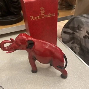 Royal Doulton Flambé Animals 'Elephant' Trunk Down - Charles Noke - UK Made! - Picture 1 of 8