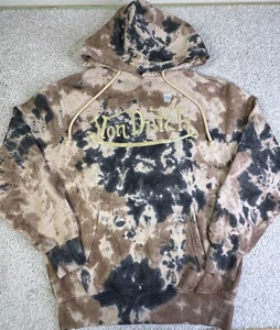 Von Dutch Brown Black Tie Dye Hoodie Sweatshirt Gold Logo Size Small - NEW - Picture 1 of 10