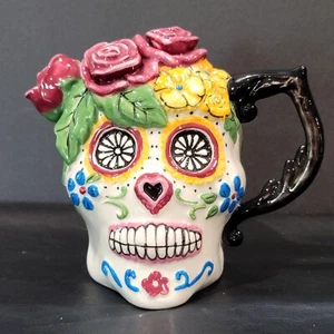 Tetera de calavera de azúcar pintada a mano Blue Sky Clayworks con tapa - Imagen 1 de 14