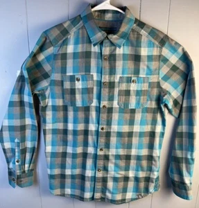 Camicia uomo North Face media verde acqua a quadri con bottoni outdoor escursionismo manica lunga - Foto 1 di 14