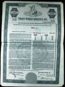 Debenture bond Trans World Airlines Inc TWA dated 1961 - Picture 1 of 1