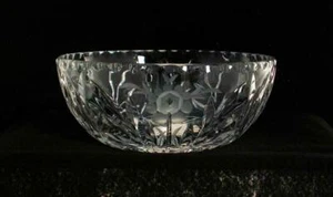 Crystal Bowl with Gray Cut Rose Flowers Design Round 8 inches Clear bfe1813 - Foto 1 di 3