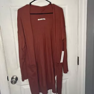 NWT One Grey Day Women’s burnt Orange Long Cardigan Size Small With Pocket - Picture 1 of 6