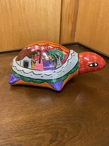Hand Painted Mexican Turtle ~ Folk Art ~ Clay Pottery ~Mexico Colorful Turtle - Picture 1 of 9