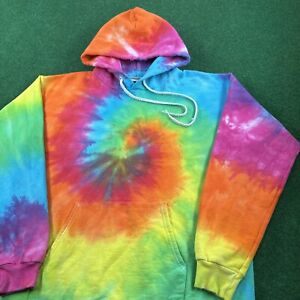 Vintage Tie Dye Hoodie Mens S Sweatshirt Blank Colorful Psychedelic 90s Sweater
