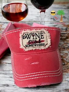 KBETHOS Vintage It’s Wine O’clock Somewhere Distressed Baseball Cap Adjustable - Picture 1 of 7
