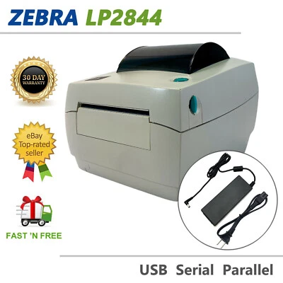 Zebra LP2844 Direct Thermal Label Barcode Printer USB Serial Parallel TESTED - Image 1 of 4
