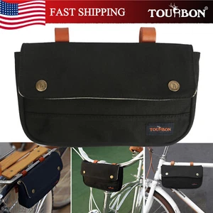 TOURBON Canvas & Leder Fahrrad Lenker Gepäckträgertasche Handy Werkzeug Halter Tasche in USA - Bild 1 von 20