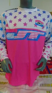 JT OLD SCHOOL BIKE JERSEY CLASSIC BMX JERSEY RACE BIKE SHIRT BMX XXL PINK STARS - Picture 1 of 5