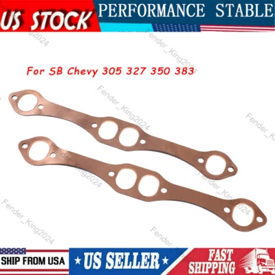 SBC Oval Port Copper Header Exhaust Gaskets For SB Chevy 262 267 283 Reusable Foto 1 de 4