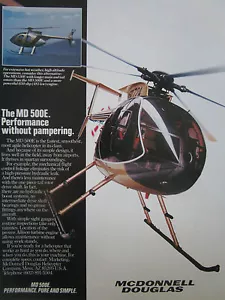 1/1991 PUB MCDONNELL DOUGLAS MD 500E 530E HELICOPTER HELICOPTERE ORIGINAL AD - Foto 1 di 1