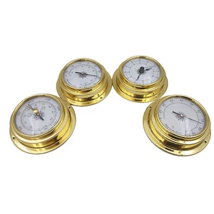 4pcs 10cm Dial Brass Case Aneroid Barometer Hygrometer Thermometer Clock - Picture 1 of 6