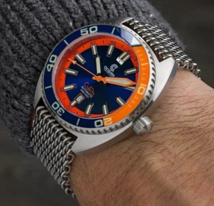 Ocean Crawler Core Diver 2024 Blue/Orange 44mm Automatic Men Watch Swiss SW200-1 - Picture 1 of 10