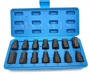 14pc Master Oil Drain Plug Key Set 3/8" Socket Drive Car Hex Square M16 Spline - Picture 1 of 2