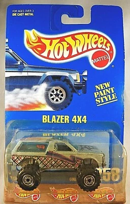 1992 Hot Wheels Blue Card Collector #258 BLAZER 4x4 Blue w/Window HW Logo w/CTsp - Image 1 of 4