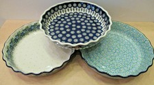 Quiche Auflaufform, Apfelkuchenform, Pie, Bunzlauer Keramik, PFAUENAUGE 28cm