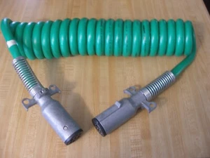 Sureflex SAE J560B Green ABS Coiled Lift Gate Cable 10 Gauge 15ft  7-Way EL27715 - Picture 1 of 7