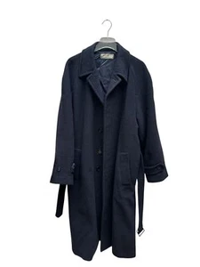 Yves Saint Laurent Heavy Navy Wool Belted Overcoat  Size 50 / M to L - Picture 1 of 6