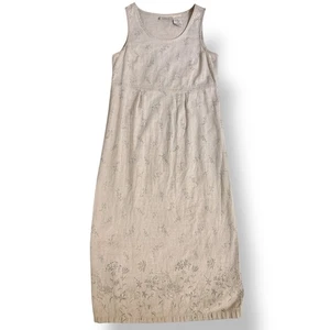 Erika Collection Leinenmischung langes Maxikleid Gr. M Pull On Vintage Lehrer 90er - Bild 1 von 9